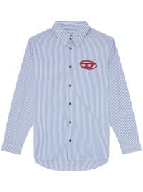 Diesel embroidered-logo Striped Poplin Shirt Blue at Farfetch